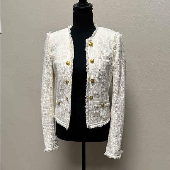 Veronica Beard Ivory Tweed Blazer with Gold Accents - Picture 1 of 5
